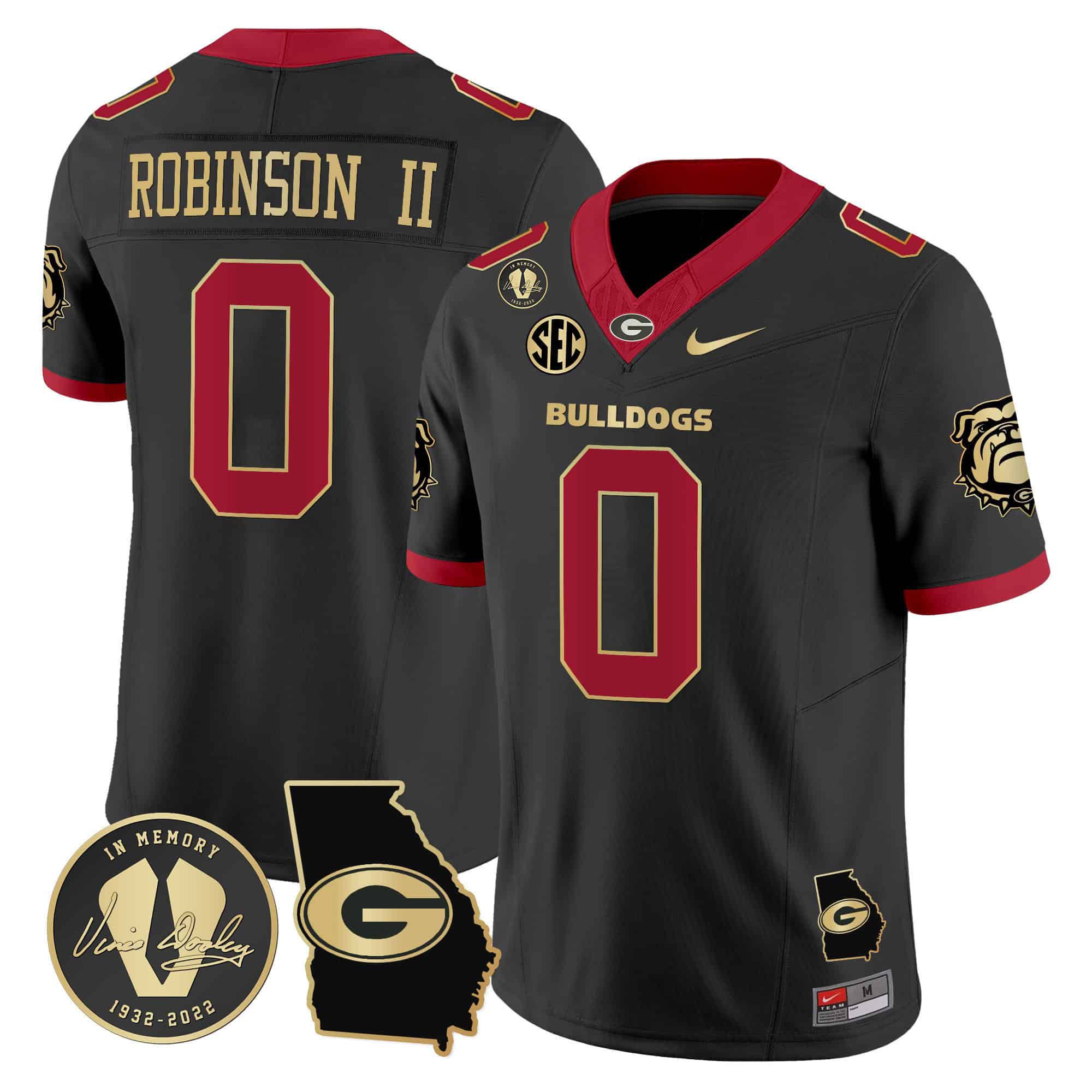 Men Georgia Bulldogs #0 Robinson ii Black 2024 Nike Vapor NCAA Jersey style 1